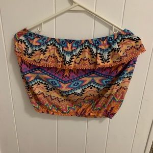 Strapless tribal print crop top large